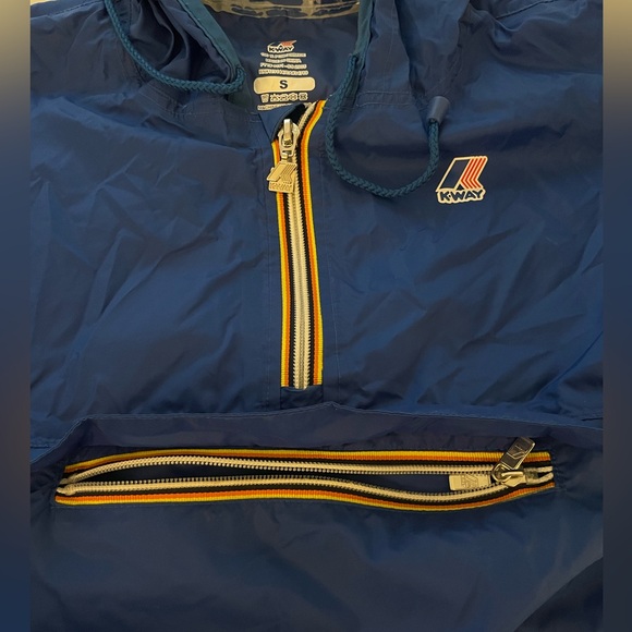 Vintage 70s 80s K-WAY windbreaker rain jacket blue - Picture 4 of 6